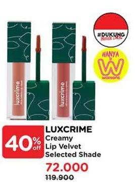 Promo Harga Luxcrime Ultra Creamy Lip Velvet  - Watsons
