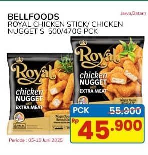 Promo Harga Belfoods Royal Nugget Chicken Nugget Stick, Chicken Nugget S 500 gr - Indomaret
