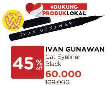Promo Harga IVAN GUNAWAN Cat Eyeliner Black  - Watsons