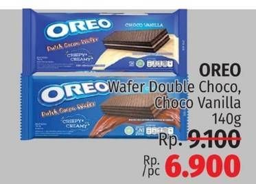 Promo Harga Oreo Wafer Double Choco, Choco Vanilla 140 gr - LotteMart