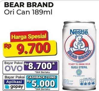 Promo Harga Bear Brand Susu Steril 189 ml - Alfamart