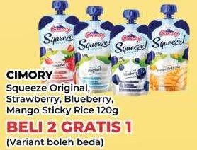 Promo Harga Cimory Squeeze Yogurt Original, Strawberry, Mango Sticky Rice, Blueberry 120 gr - Yogya