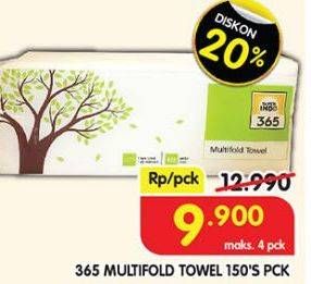 Promo Harga 365 Multifold Towel 150 sheet - Superindo