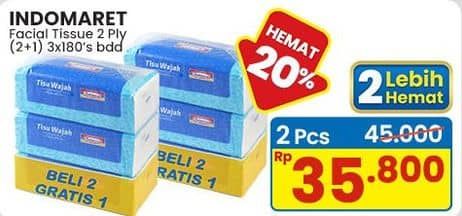Promo Harga Indomaret Facial Tissue per 3 pouch 180 pcs - Indomaret