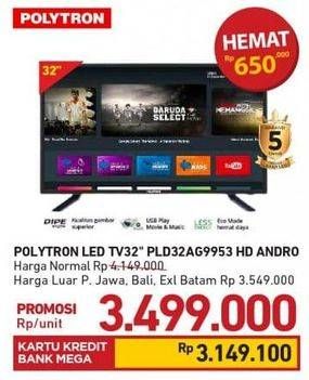 Promo Harga POLYTRON PLD 32AG9953 | Android TV 32 inch  - Carrefour