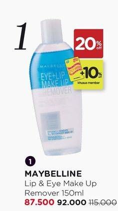 Promo Harga MAYBELLINE Lip & Eye Make Up Remover 150 ml - Watsons