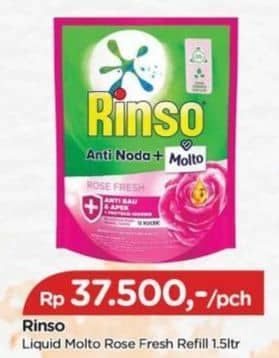 Promo Harga Rinso Liquid Detergent + Molto Pink Rose Fresh 1500 ml - TIP TOP