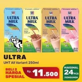 Promo Harga Ultra Milk Susu UHT All Variants 250 ml - Yogya