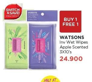 Promo Harga WATSONS Invigorating Wet Wipes Apple per 3 pck 10 pcs - Watsons