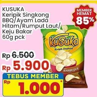 Promo Harga Kusuka Keripik Singkong Barbeque, Ayam Lada Hitam, Rumput Laut, Keju Bakar 60 gr - Indomaret