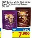 Promo Harga Delfi Twister Minis Black Vanilla, Choco 80 gr - Indomaret