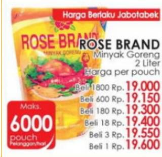 Promo Harga ROSE BRAND Minyak Goreng 2000 ml - Indomaret
