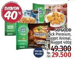 Promo Harga SO GOOD Nugget Stick Premium, Nugget Animal, Chicken Nugget 400 g  - LotteMart