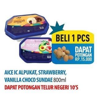 Promo Harga Aice Sundae Alpukat Chocolate, Alpukat Strawberry, Vanilla Chocolate 100 ml - Hypermart