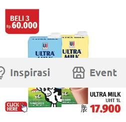 Promo Harga Ultra Milk Susu UHT 1000 ml - LotteMart
