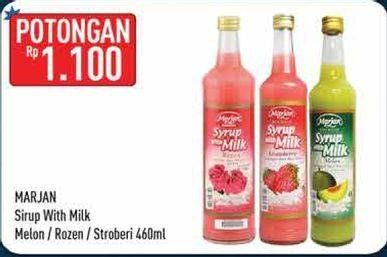 Promo Harga MARJAN Syrup with Milk Melon, Rozen, Strawberry 460 ml - Hypermart