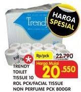 Promo Harga TRENDY Facial Tissue Non Parfumed 800gr/Toilet Tissue 10 Rol  - Superindo
