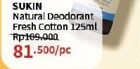 Promo Harga Sukin Natural Deodorant Fresh Cotton 125 ml - Guardian