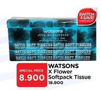 Promo Harga Watsons X Flower Soft Pack Tissue 250 pcs - Watsons