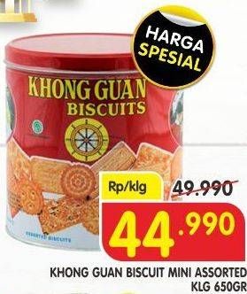 Promo Harga KHONG GUAN Assorted Biscuit Red Mini 650 gr - Superindo