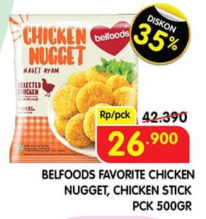 Promo Harga Belfoods Nugget Chicken Nugget, Chicken Nugget Stick 500 gr - Superindo