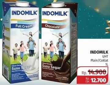Promo Harga Indomilk Susu UHT Full Cream Plain, Cokelat 1000 ml - Lotte Grosir