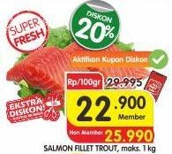 Promo Harga Salmon Fillet Trout per 100 gr - Superindo