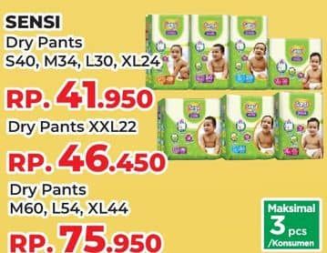 Promo Harga Sensi Dry Pants XL24, S40, M34, L30 24 pcs - Yogya