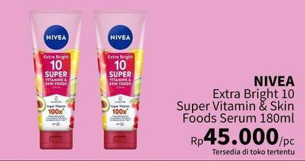 Promo Harga Nivea Extra Bright 10 Super Vitamins & Skin Food Serum 180 ml - Guardian