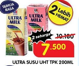 Promo Harga Ultra Milk Susu UHT All Variants 200 ml - Superindo