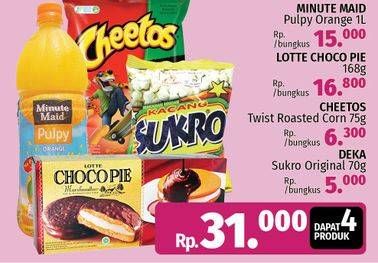 Promo Harga Minute Maid Pulpy + Lotte Chocopie + Cheetos Snack Corn + Dua Kelinci Sukro  - Lotte Grosir