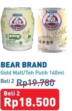 Promo Harga Bear Brand Susu Steril Gold Teh Putih, Malt Putih 140 ml - Hypermart