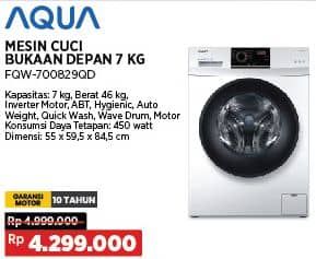 Promo Harga Aqua FQW-700829QD | Mesin Cuci Front Load 7kg  - COURTS