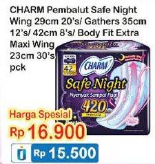 Promo Harga CHARM Safe Night 35cm-29cm-42cm / Extra Maxi Wing 30s  - Indomaret