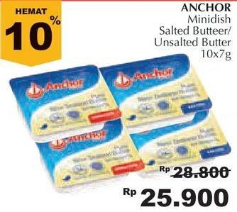 Promo Harga ANCHOR Butter Salted Minidish, Unsalted Minidish per 10 pcs 7 gr - Giant