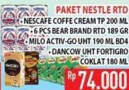 Promo Harga NescafeCoffee Cream + 6pcs Bear Brand + Milo Active Go UHT + Dancow UHT Fortigro  - Hypermart
