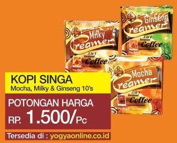 Promo Harga Kopi Singa Creamer Milky, Mocha, GIngseng 10 pcs - Yogya