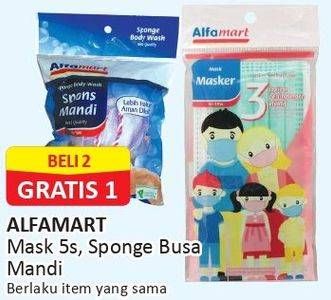 Promo Harga ALFAMART Mask 5s, Sponge Busa Mandi  - Alfamart