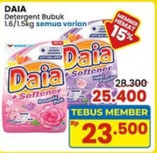 Promo Harga Daia Deterjen Bubuk All Variants 1500 gr - Indomaret