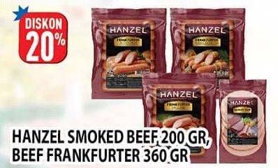 Promo Harga HANZLE Smoked Beef 200 g/ Beef Frankfurter 360 g  - Hypermart