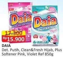 Promo Harga DAIA Deterjen Bubuk Clean Fresh Hijab, Putih, + Softener Pink, + Softener Violet 850 gr - Alfamart