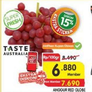 Promo Harga Anggur Red Globe All Variants per 100 gr - Indomaret