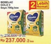 Promo Harga BEBELAC 3 Gold Soya Susu Pertumbuhan per 2 box 700 gr - Indomaret