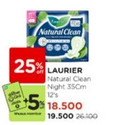 Promo Harga Laurier Natural Clean Night Wing 35cm 12 pcs - Watsons