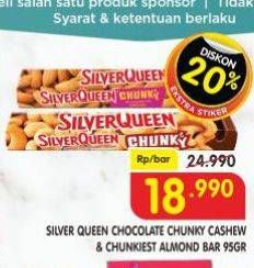 Promo Harga Silver Queen Chunky Bar Cashew, Almonds 95 gr - Superindo