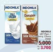 Promo Harga INDOMILK Susu UHT Cokelat, Full Cream Plain, Stroberi 250 ml - LotteMart