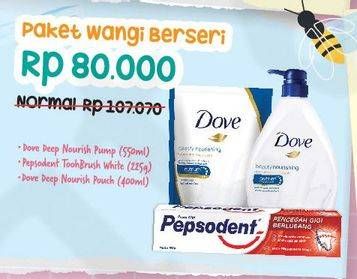 Promo Harga DOVE Body Wash + PEPSODENT Toothpaste White  - Hypermart