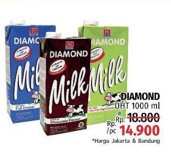 Promo Harga DIAMOND Milk UHT Chocolate, Full Cream, Low Fat High Calcium 1000 ml - LotteMart