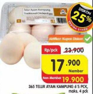 Promo Harga 365 Telur Ayam Kampung 6 pcs - Superindo