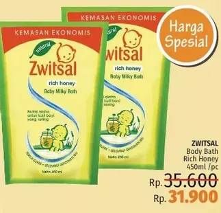Promo Harga ZWITSAL Natural Baby Bath Milky With Rich Honey 450 ml - LotteMart